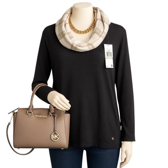 Michael Kors Black Classic Sweater Size L NWT Lightweight Soft Stretch Knit Top - Picture 1 of 10
